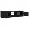 Szafka pod TV z oświetleniem LED, czarna, 140x40x35,5 cm