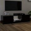 Szafka pod TV z oświetleniem LED, czarna, 140x40x35,5 cm