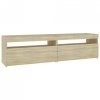 Szafki pod TV z LED, 2 szt., dąb sonoma, 75x35x40 cm