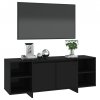 Szafka pod TV, czarna, 130x35x50 cm, materiał drewnopochodny