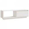 Szafka pod telewizor, biała 110x30x33,5 cm, lite drewno sosnowe