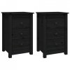 Szafki nocne, 2 szt., czarny, 40x35x61,5cm, lite drewno sosnowe