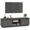 Szafka pod telewizor, szara, 140x35x40 cm, lite drewno sosnowe