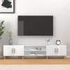 Szafka pod TV, wysoki połysk, biała, 180x31,5x40 cm