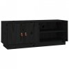 Szafka pod TV, czarna, 105x34x40 cm, lite drewno sosnowe