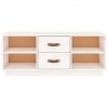 Szafka pod TV, biała, 100x34x40 cm, lite drewno sosnowe