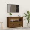 Szafka pod TV, miodowy brąz, 79x35x52 cm, lite drewno sosnowe