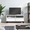 Szafka pod TV, biała, 100x34,5x44,5 cm, materiał drewnopochodny
