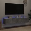 Ścienne szafki TV z LED, 2 szt., szarość betonu, 80x35x31 cm