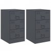 Szafki nocne, 2 szt., antracytowe, 34,5x39x62 cm, stal