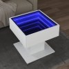 Stolik kawowy z LED, biały 50x50x45 cm, materiał drewnopochodny