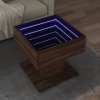 Stolik kawowy z LED, brązowy dąb, 50x50x45 cm