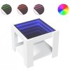 Stolik kawowy z LED, biały 53x53x45 cm, materiał drewnopochodny