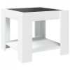 Stolik kawowy z LED, biały 53x53x45 cm, materiał drewnopochodny
