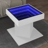 Stolik kawowy z LED, biały 50x50x45 cm, materiał drewnopochodny