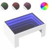 Stolik kawowy z LED Infinity, biały, 70x50x30 cm