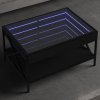 Stolik kawowy z LED Infinity, czarny, 70x50x38 cm