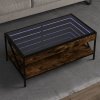 Stolik kawowy z LED Infinity, przydymiony dąb, 90x50x38 cm
