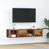 Szafki RTV 2 szt. Stare drewno 60x31x25,5 cm Drewno klejone