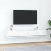 Szafki pod TV 2 szt. Białe 80x31x25,5 cm Drewno klejone