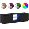Szafka pod TV z oświetleniem LED, czarny dąb, 120x30x36 cm