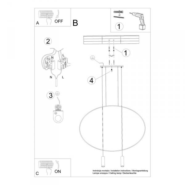 Lampa wisząca HOLAR 2 czarna