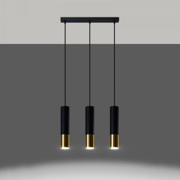Lampa wisząca LOOPEZ 3L czarny/złoty