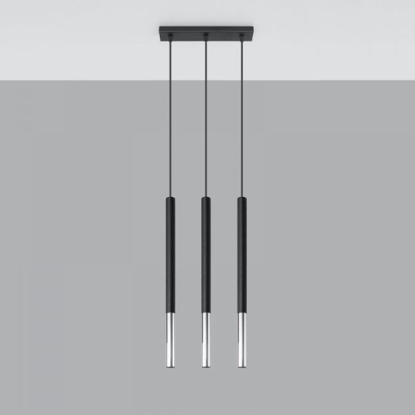 Lampa wisząca MOZAICA 3L czarny/chrom