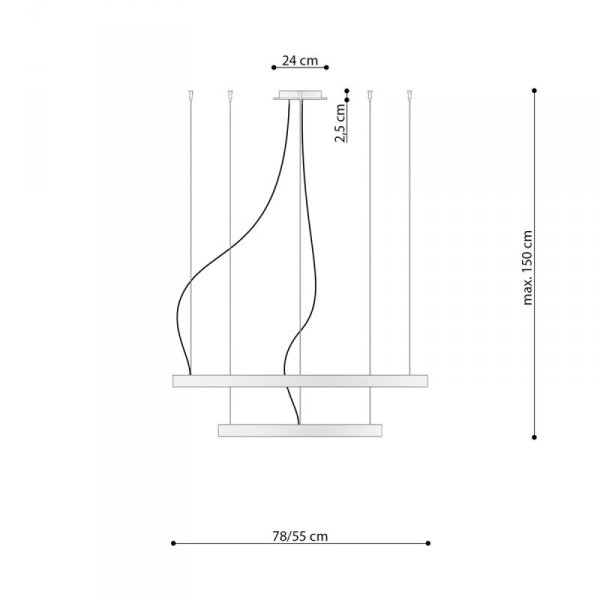 Żyrandol RIO 2 55/78 biały LED 4000K