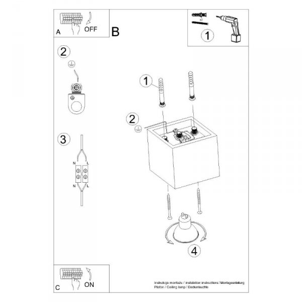Plafon QUAD 1 biały