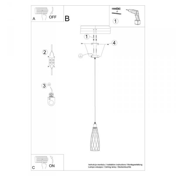 Lampa wisząca SUBA 1 czarna
