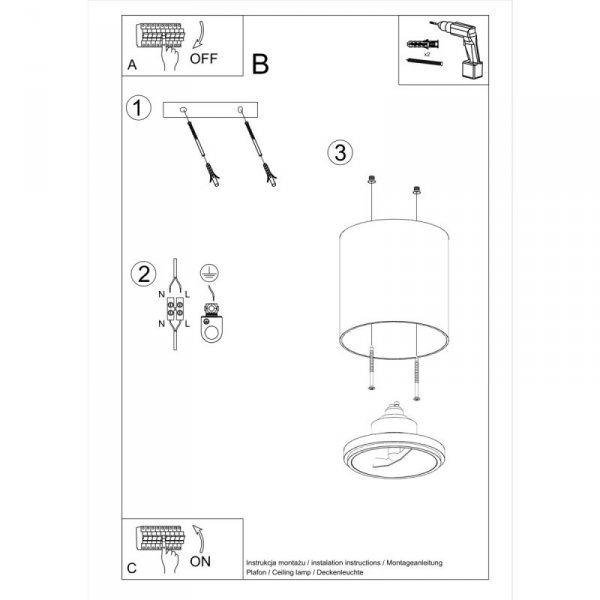 Plafon TIUBE czarny