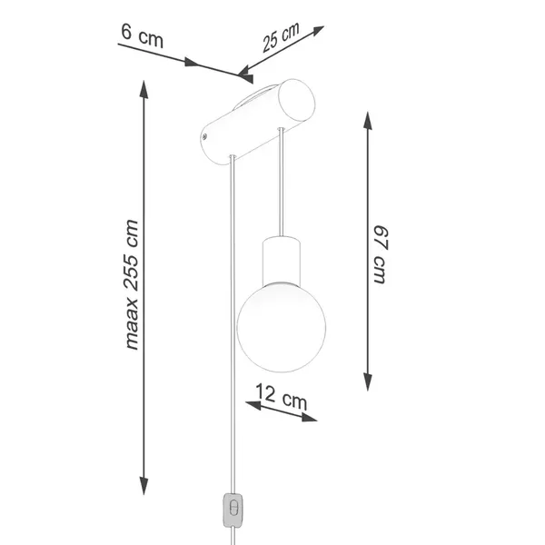 Kinkiet NIMBI G9 z włącznikiem