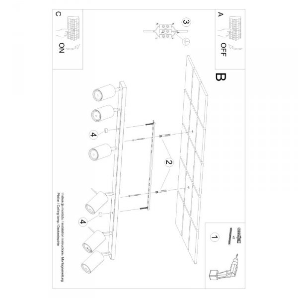 Plafon RING 6L ochra czerwona