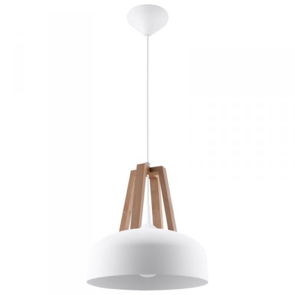 Lampa wisząca CASCO biała/naturalne drewno