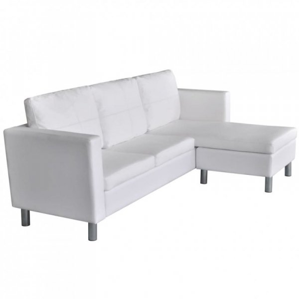 Sofa 3-osobowa, skóra syntetyczna, biała
