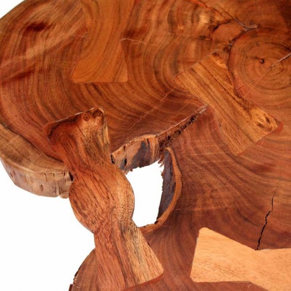 Stolik kawowy plaster, (55-60) x 40 cm, lite drewno akacjowe