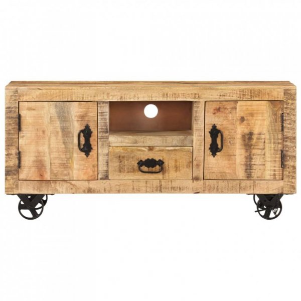 Szafka pod telewizor z chropowatego drewna mango, 110x30x50 cm