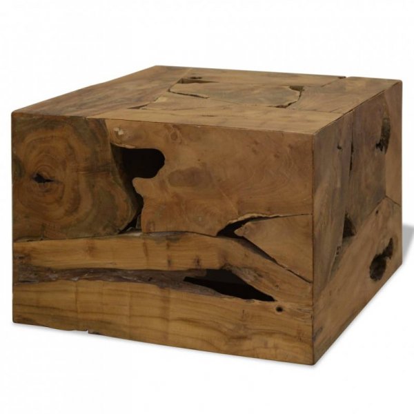 Stolik kawowy z drewna tekowego, 50 x 50 x 35 cm, brązowy