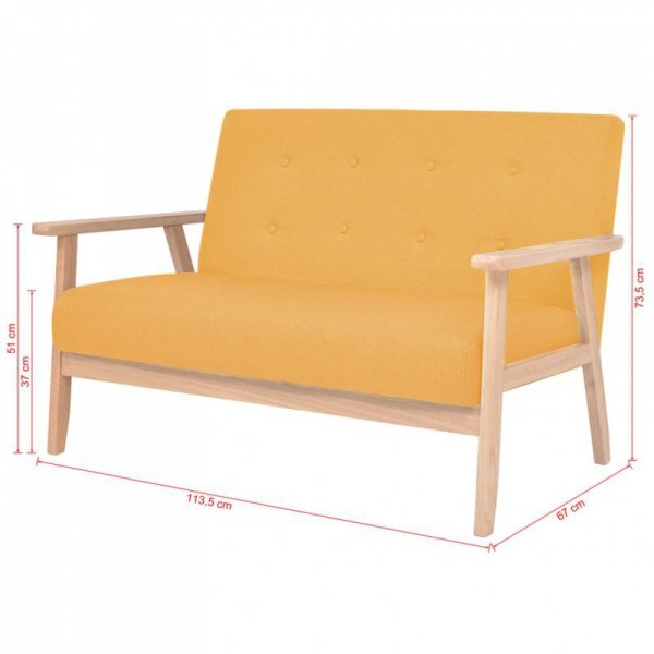 2 osobowa sofa tapicerowana, żółta