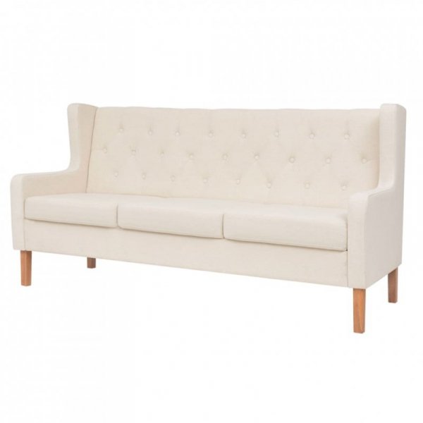 Sofa 3-osobowa, materiałowa, kremowa