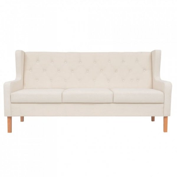 Sofa 3-osobowa, materiałowa, kremowa
