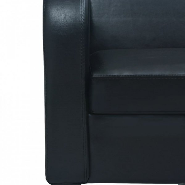 Sofa 3-osobowa, sztuczna skóra, czarna