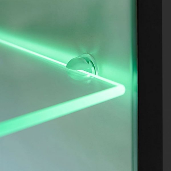 Meblościanka z LED pod TV, 5 elementów, czarna na wysoki połysk