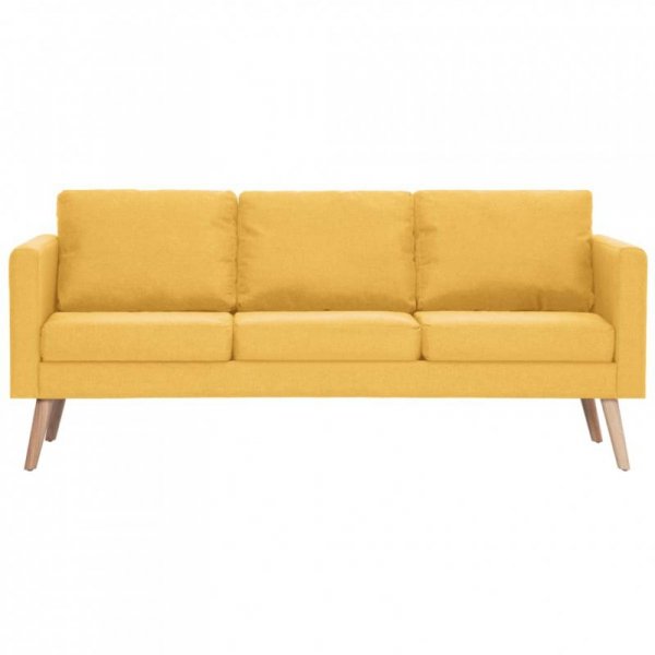 Sofa 3-osobowa tapicerowana tkaniną, żółta