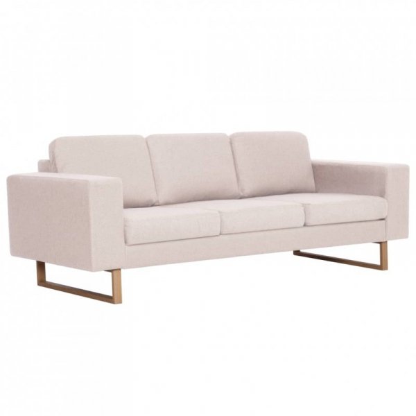 Sofa 3-osobowa, tapicerowana tkaniną, kremowa