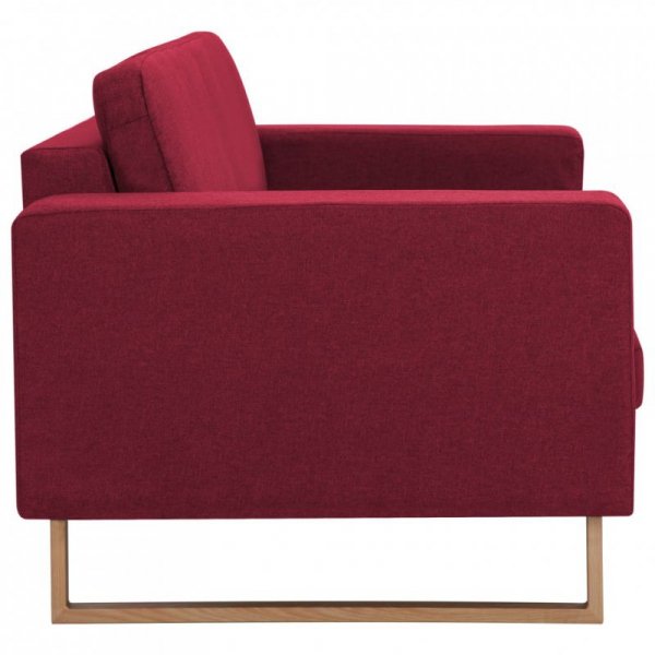 Sofa 3-osobowa, tapicerowana tkaniną, kolor czerwonego wina