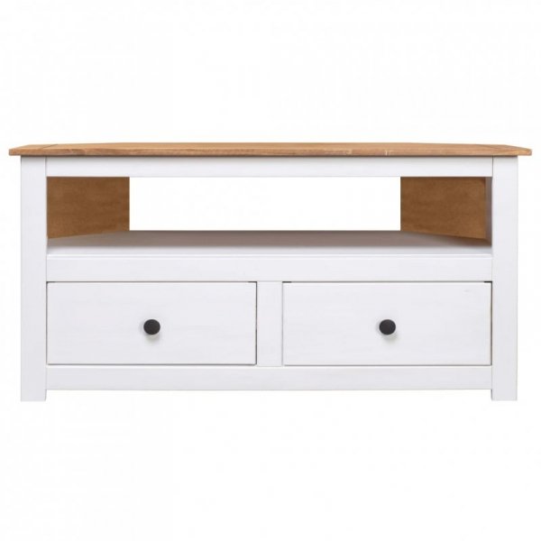 Narożna szafka pod TV, biała, 93x49x49 cm, sosna, seria Panama