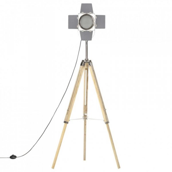 Lampa podłogowa na trójnogu, lite drewno mango, 140 cm