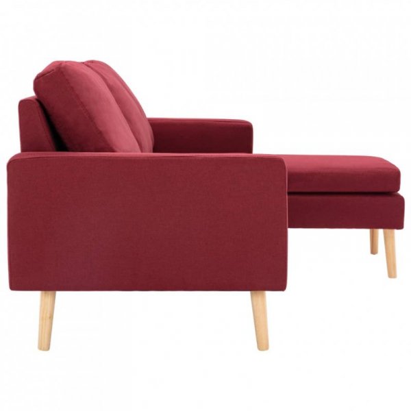 3-osobowa sofa z podnóżkiem winna czerwień tapicerowana tkaniną